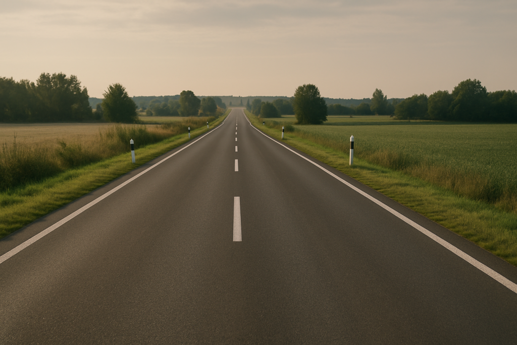 Leere Landstraße als Symbolbild für Verkehrsfreigabe