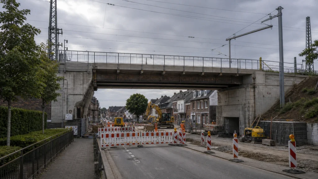 Bauarbeiten an einer Eisenbahnbrücke als Symbolbild für die Sperrung in Erkelenz.