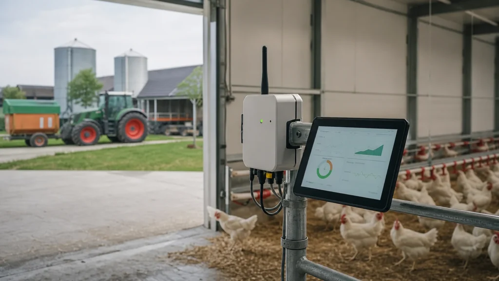 Moderner landwirtschaftlicher Betrieb als Symbolbild für KI-Anwendungen in Landwirtschaft und Wald in NRW.