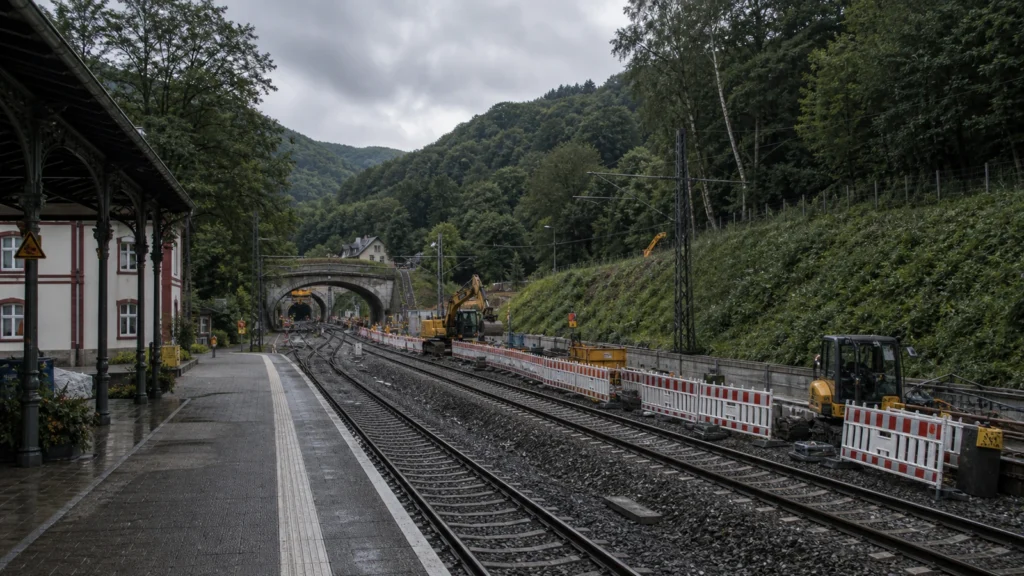 Gleisbaustelle im Ruhrtal als Symbolbild für die neue Bauphase der Oberen Ruhrtalbahn.