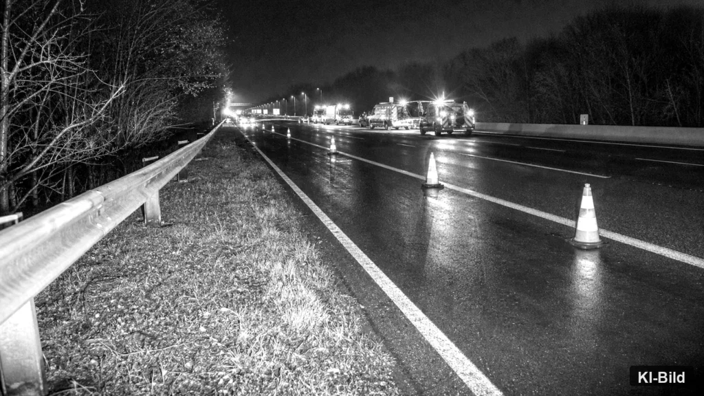 Autobahnrand als Symbol für einen schweren Unfall auf der A61.