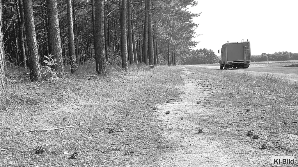 Trockener Waldrand als Symbol für hohe Waldbrandgefahr in Bedburg-Hau.