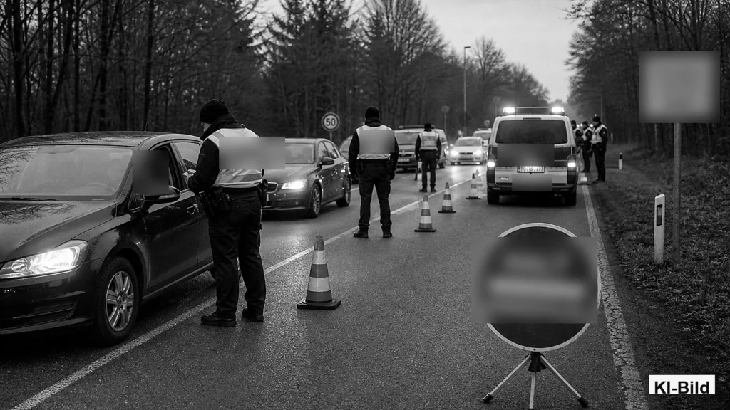 Bundespolizei-Kontrolle als Symbol für vollstreckte Haftbefehle in Nordrhein-Westfalen.