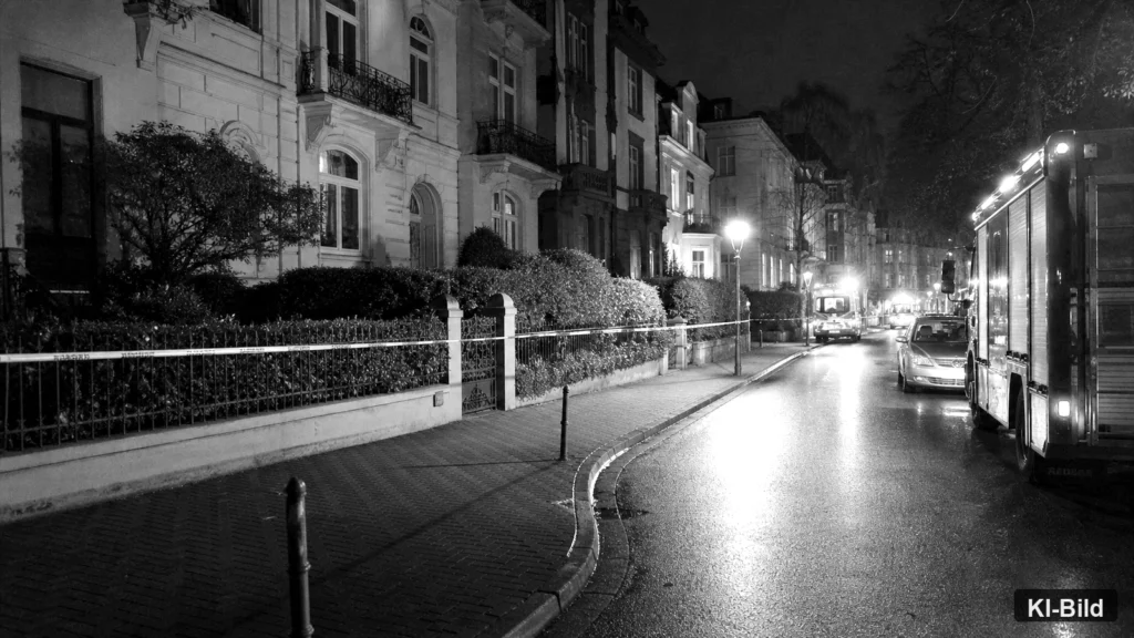 Abgesperrte Straße in Düsseldorf als Symbol für Ermittlungen nach einer Auseinandersetzung.