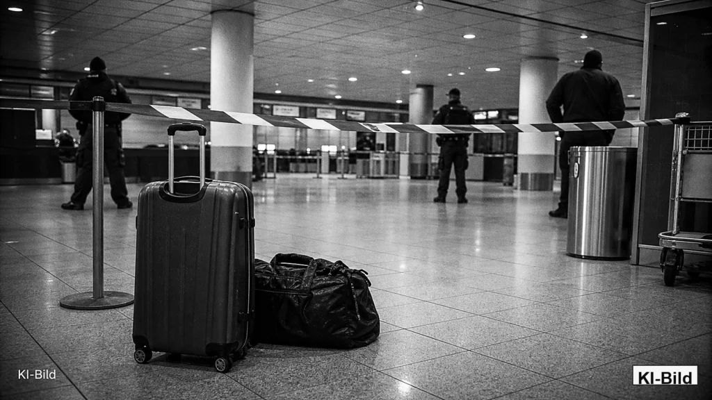 Bundespolizei-Einsatz an einem Flughafen als Symbol für eine Kontrolle am Flughafen Köln/Bonn.