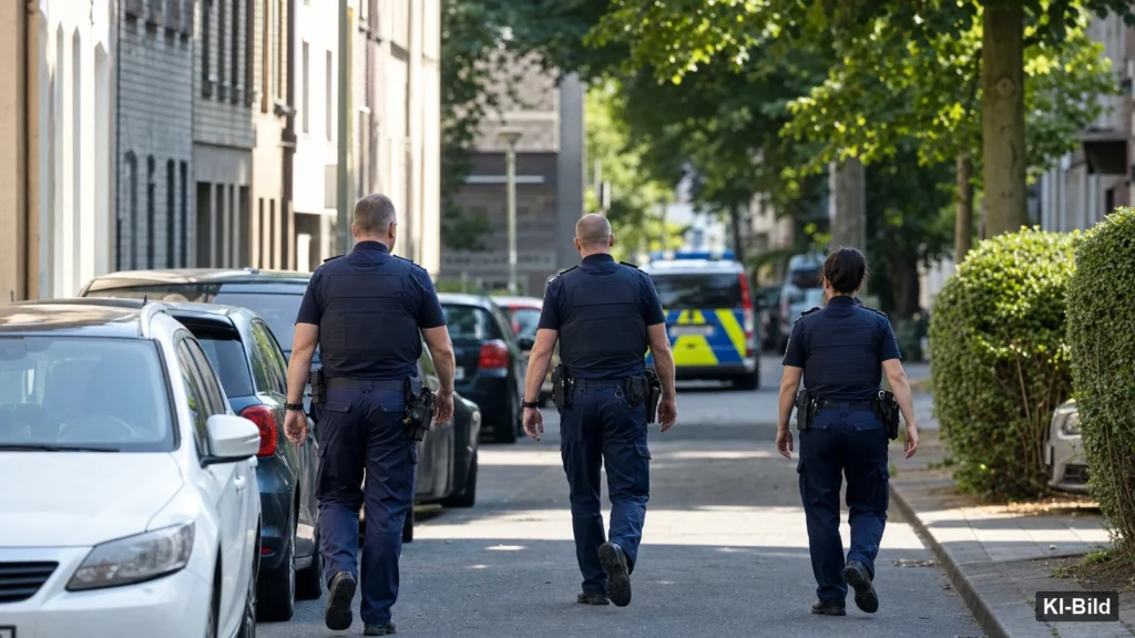 Polizeifahrzeug in Gelsenkirchen-Buer als Symbol für Ermittlungen nach einem Raub.
