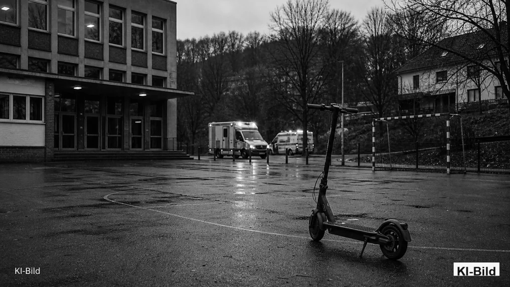 Schulhof als Symbol für einen E-Scooter-Unfall in Iserlohn.
