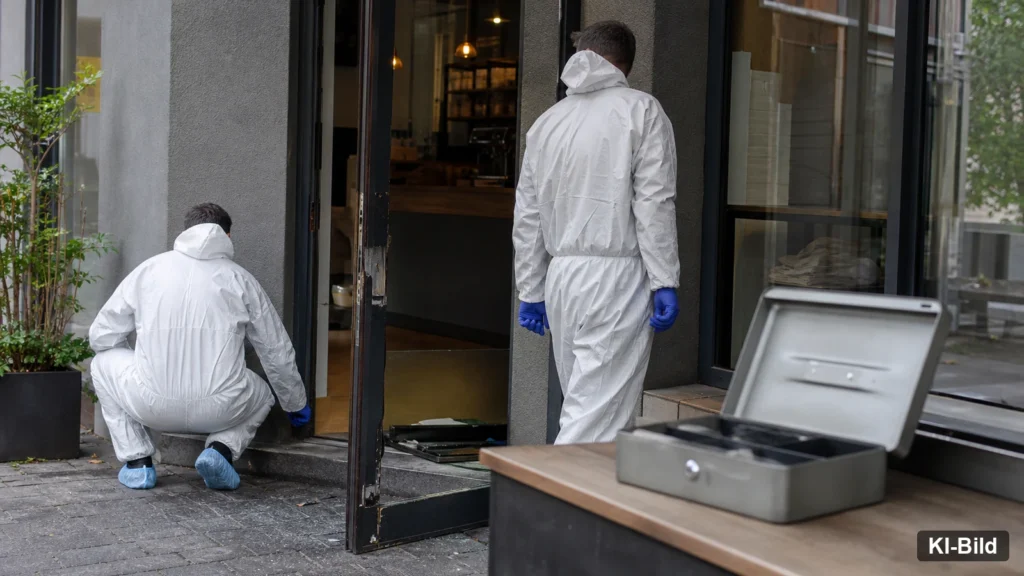Imbiss mit Polizeipräsenz als Symbol für einen Einbruch in Köln-Kalk.