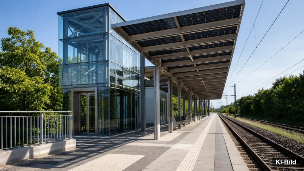 Moderner Bahnsteig als Symbol für den barrierefreien Ausbau des Lüner Hauptbahnhofs.