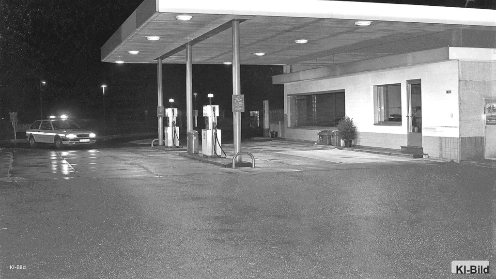 Tankstelle in Moers als Symbol für einen Raubüberfall.