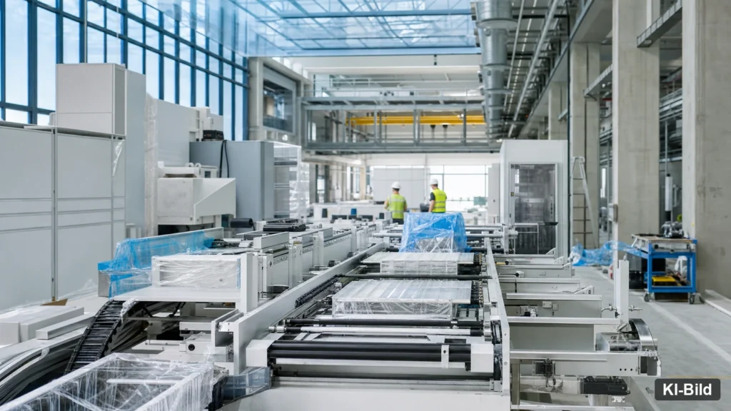 Moderne Forschungsfabrik als Symbol für die Batteriezellforschung in Münster.