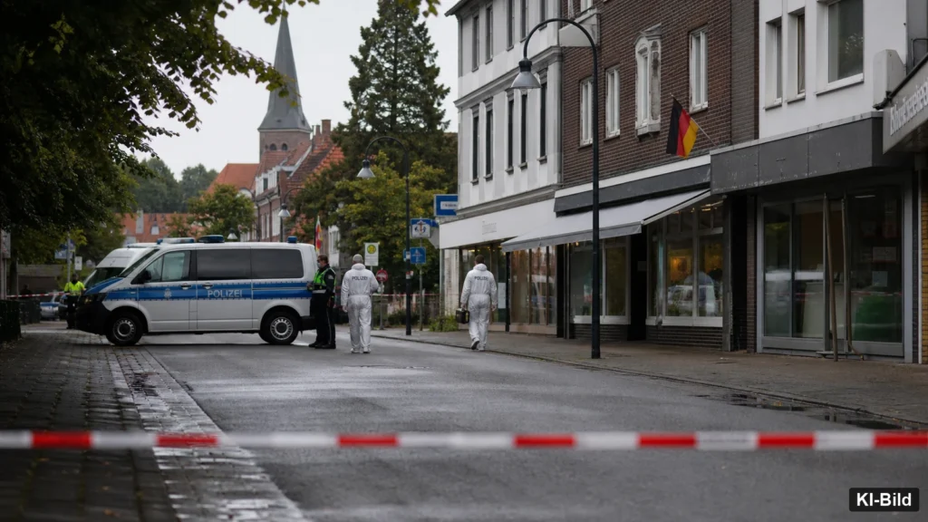 Abgesperrte Straße als Symbol für Ermittlungen nach einer tödlichen Auseinandersetzung in Neubeckum.