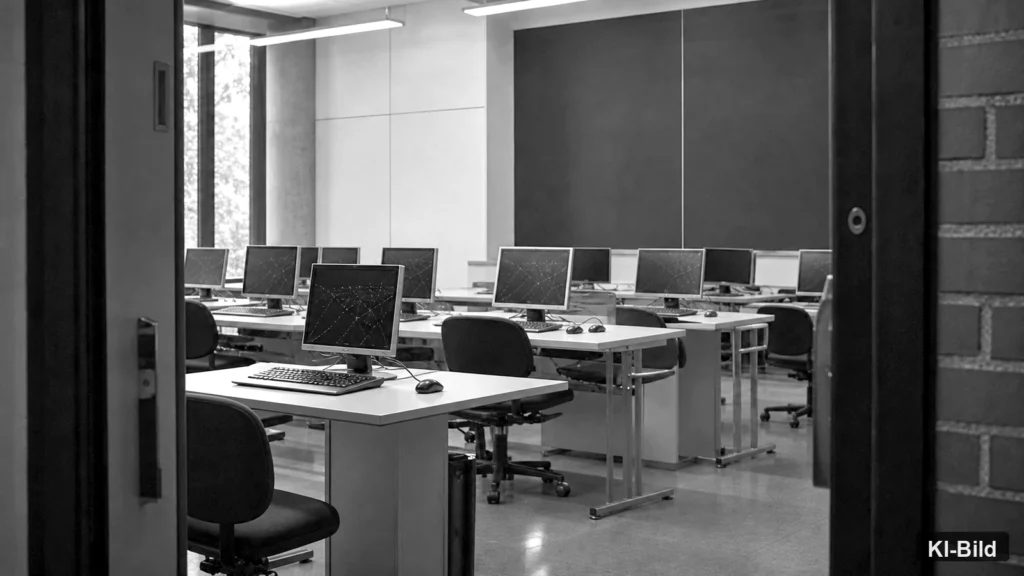 Moderner Hochschul-Arbeitsplatz als Symbol für KI-Kompetenz in Nordrhein-Westfalen.
