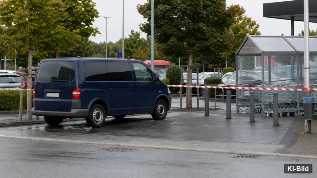 Supermarktparkplatz als Symbol für einen Polizeieinsatz in Paderborn.