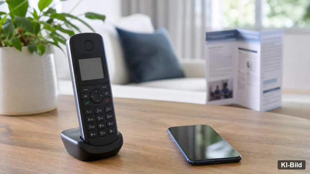 Telefon als Symbol für Betrugsanrufe falscher Polizeibeamter.