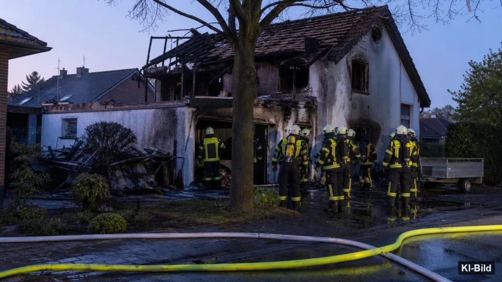 Feuerwehreinsatz vor einem Wohnhaus als Symbol für einen tödlichen Brand in Selm.