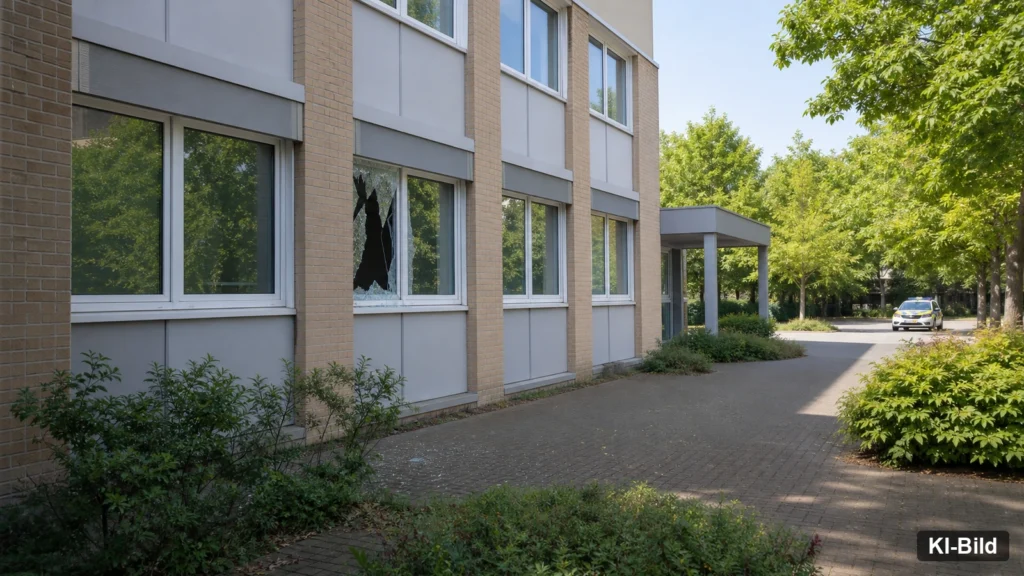 Bürogebäude auf einem Schulgelände als Symbol für einen Einbruch in Viersen.